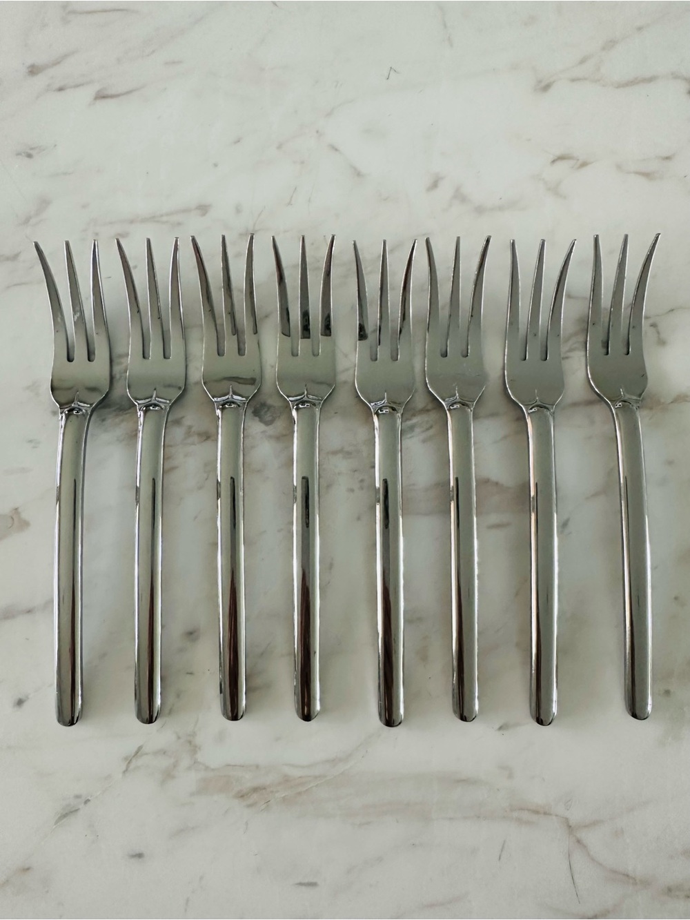 Mikasa Zena Stainless Steel Silver Cocktail Appetizer Forks - Set of 8